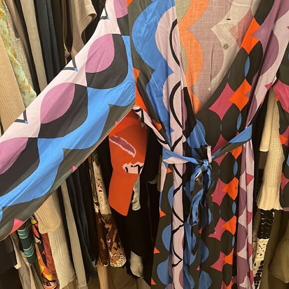 Vici collection long retro pattern print wrap dress XS NWT - Picture 3 of 4